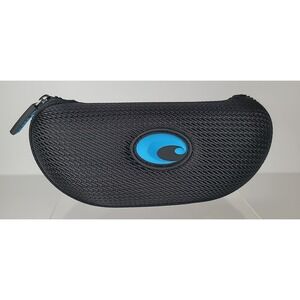 Genuine Costa Del Mar Sunglasses Hard Zip Up Clam Shell Case Black w/Blue Logo